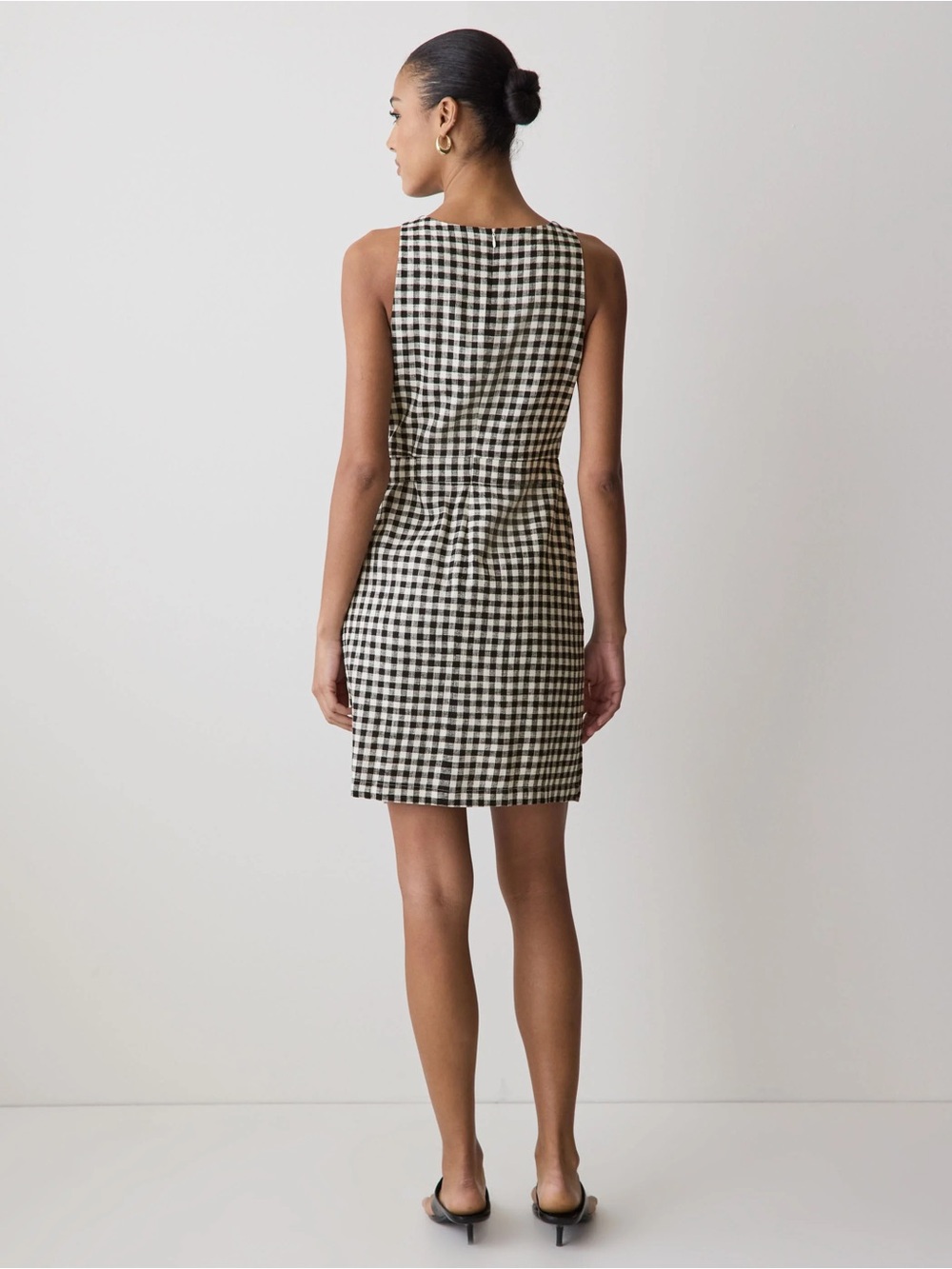 RW&CO. Black and White Gingham Tie-Waist Mini Dress BNWT - Picture 2 of 5